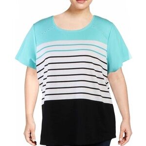 Karen Scott striped sport tee, NWT, 1X